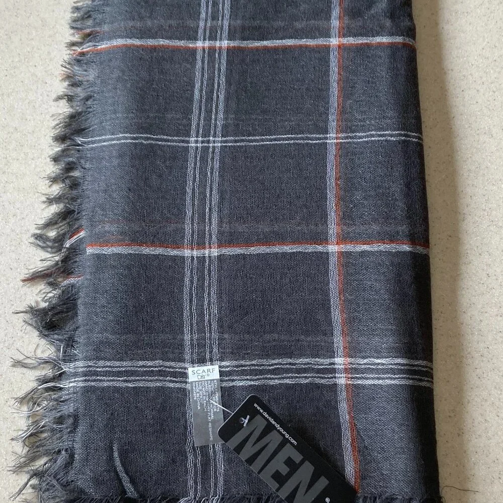 Gray Plaid Scarf NWT